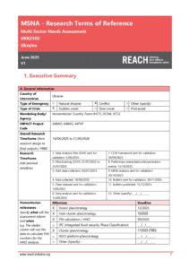 REACH Ukraine MSNA 2025 – Terms of Reference (June 2025)