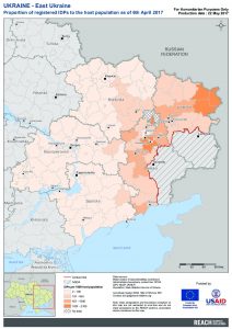 REACH_UKR_Map_East Ukraine_Proportion Of Registered IDPs_22MAY2017_A4