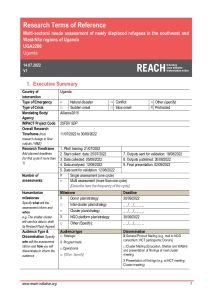 Rapid Multi-Sectoral Needs Assessment of Newly Displaced Refugees in the Southwest and West-Nile Regions of Uganda, Term of Reference July 2022