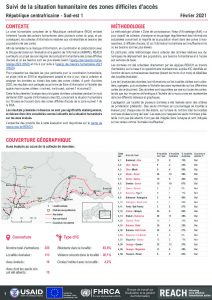 Evaluation multisectorielle dans les zones difficiles d'accès, Sud-est 1, RCA - Février 2021