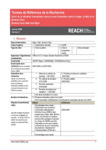 REACH TdR Suivi de la situation humanitaire 3Frontieres Janvier 2020