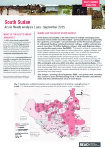REACH South Sudan  – Acute Needs Analysis (ANA) 2025 Brief