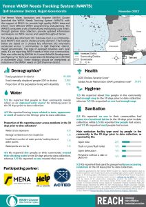 REACH YEM Factsheet WASH WANTS Cholera KI Qafl Shammar District November 2022