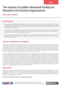 REACH Ukraine Brief - The impacts of sudden decreased funding on Ukrainian CSOs (February - March 2025)