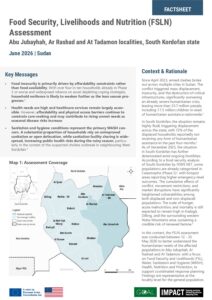 IMPACT Sudan, Food Security, Livelihood and Nutrition Assessment in South Kordofan (Abu Jubayhah, Ar Rashad & At Tadamon), June 2026.