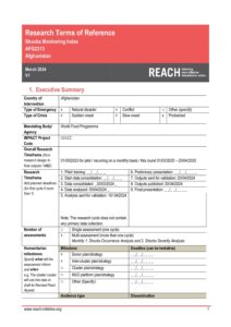 Afghanistan Shocks Monitoring Index Terms of Reference