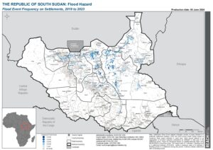 Flooding Events on Settlements in South Sudan, 2019 to 2023