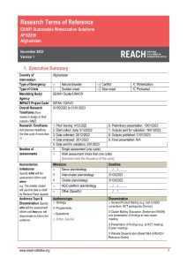 REACH Afghanistan Terms of Reference Technical Winterization Assessment November 2022