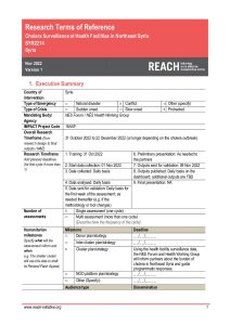 REACH Syria Cholera Surveillance at Northeast Syria Health Facilities – TOR