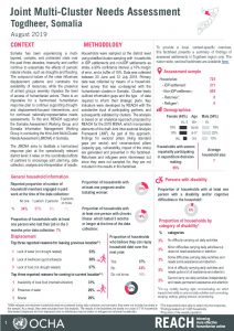Somalia Joint Multi-Cluster Needs Assessment, Togdheer Regional FS, August 2019