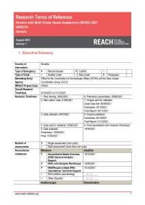 Somalia TOR Joint Multi Cluster Needs Assessment August 2021