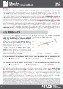 REACH Iraq MCNA IX Education Factsheet (2021-06-09 - 2021-08-16)