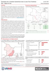 Evaluation de la situation humanitaire dans la zone Trois Frontières, région de Gao (Mali), factsheet – Janvier 2021