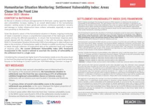 REACH Ukraine HSM Round 13 Settlement Vulnerability Index Brief