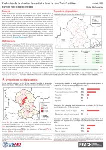 Evaluation de la situation humanitaire dans la zone Trois Frontières, Région du Nord (Burkina Faso), factsheet – Janvier 2021