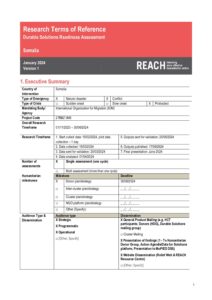 REACH Somalia Durable Solutions Readiness Assessment (DSRA) - Terms of Reference (External)