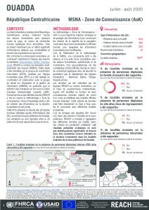 Evaluation multisectorielle des besoins (MSNA) 2020 en République Centrafricaine, fiche d'information zone de connaissance (AoK) pour la sous-préfecture de Ouadda – Juillet-août 2020