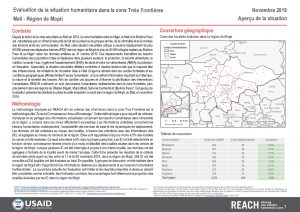 Evaluation de la situation humanitaire, région de Mopti (Mali), aperçu de la situation – Novembre 2019 (pilote)