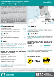 REACH YEM Factsheet WASH WANTS Cholera KI Qafl Shammar District August 2022