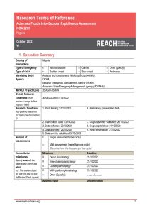 Adamawa Inter-sectoral Joint Rapid Needs Assessment, Terms of Reference (TOR)