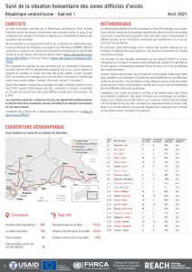 Evaluation multisectorielle dans les zones difficiles d'accès en RCA, Sud-est 1, RCA - Avril 2021