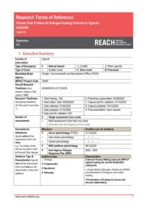 REACH Uganda - Climate Risk Profiles for Refugee-hosting Districts (Terms of Reference, Sept 2025)