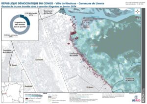 REACH - RDC - Etendue de la zone inondée dans le quartier Kingabwa en janvier 2024