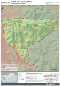 REACH YEM MAP Al Mahwit HVA FloodSusceptibility 16APR2020 A4 V2