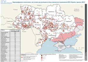 REACH, Україна, Моніторинг місць компактного проживання ВПО, Мапа, Готові до розміщення внутрішньо переміщених осіб МКП, Серпень 2023