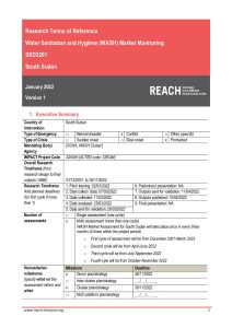 REACH South Sudan WASH Market Monitoring Terms of Reference January 2022
