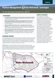 AGORA Afghanistan Pasture Management Alsha, Profile (26-05-2025 - 13-06-2025)