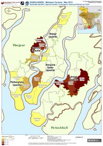 BGD_Map_Barguna district Reported Number of Damaged Destroyed Shelters per Union_June 2013