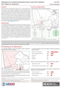 Evaluation de la situation humanitaire dans la zone Trois Frontières, Région de Tombouctou (Mali), factsheet – Avril 2021