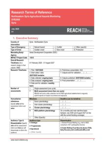 REACH Syria - Agricultural Exposure to Climate-Related Hazards - TORs+DAP