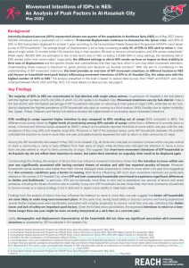 REACH Syria Movement Intentions of IDPs in NES: An Analysis of Push Factors in Al-Hasakeh City, May 2022