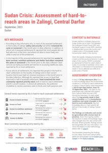 REACH, Zalingi, Central Darfur, Sudan, H2R assessment, September 2023