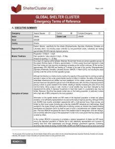 UKR_Terms of Reference_Shelter and NFI Assessment of Internally Displaced Persons, May 2015