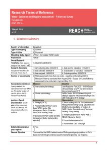 Bangladesh 2019 WASH Dry Season Follow-up Assessment ToR (May 2019)