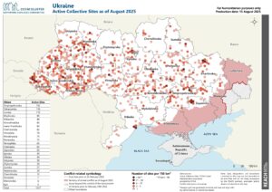 REACH, Ukraine, IDP Collective Site Monitoring, Map, Active Sites, August 2025