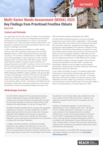 REACH Ukraine MSNA 2025 – Key Findings on Prioritized frontline Oblasts – FACTSHEET (March 2026)
