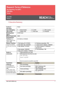 REACH Yemen CCCM Site Report Tool (SRT) Terms of Reference (external)
