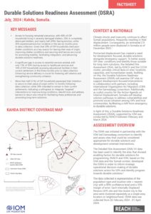 REACH Somalia Durable Solutions Readiness Assessment (DSRA) Kahda district factsheet 2024