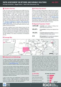 REACH IRQ Factsheet ReDS Al Siniya July 2021