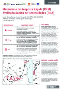 REACH Moçambique RRM Avaliação Rápida de Necessidades Factsheet- Lutete, Miteda, Nampanha e Nangunde, Distrito de Muidumbe (19/06/25)
