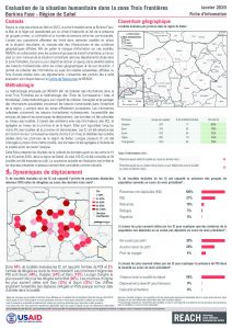 Evaluation de la situation humanitaire dans la zone Trois Frontières, région du Sahel (Burkina Faso), factsheet – Janvier 2020