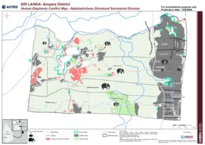 Area Based Risk Assessment Map Sri Lanka Addalachchenna Human-elephant conflict February 2024
