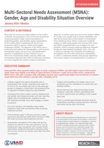 2023 MSNA Gender, Age and Disability Situation Overview, Ukraine, January 2024