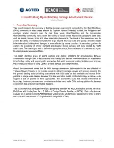 Groundtruthing OpenStreetMap Damage Assessment Review - January 2014