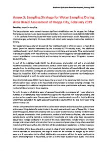 SYR_NES_TOR_ABA_Round IV_Annex_V_Water Sampling Strategy_February 2019