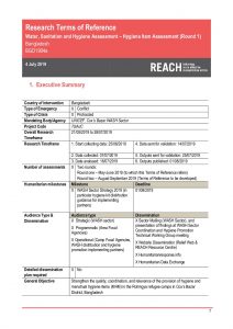 Hygiene Items and Menstrual Hygiene Materials Assessment ToR (July 2019)